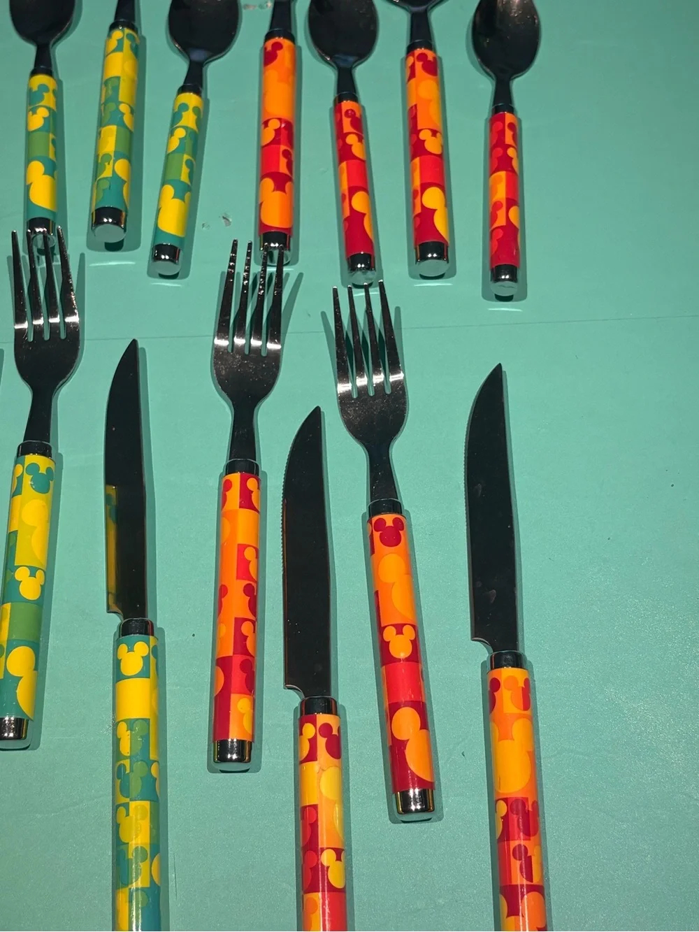 Vintage Collectible DISNEY Stainless MICKEY MOUSE Themed Flatware Set,  6 sets